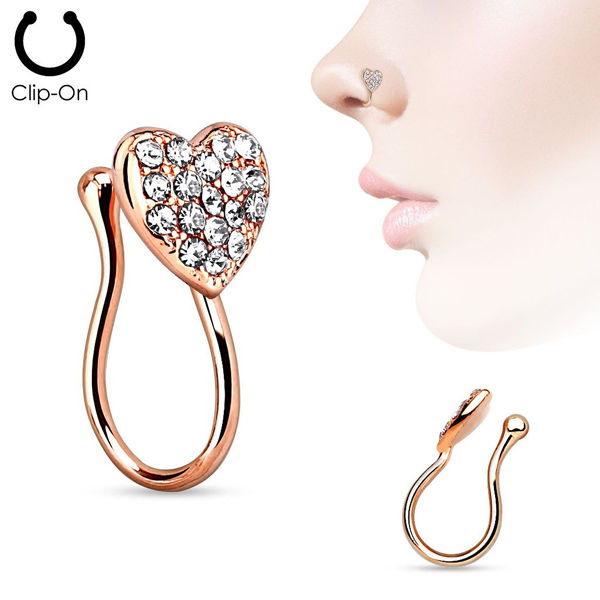 Ion-Plated Rose Gold Nose Clip with Gems