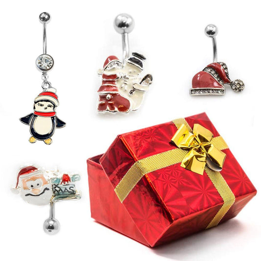 Pack of 4 Holiday Belly Button Rings with Gift Box #9