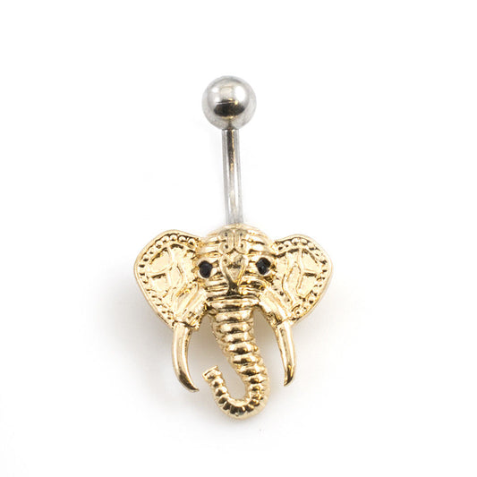 Belly Button Ring with Elephant Design 14G Surgical Steel