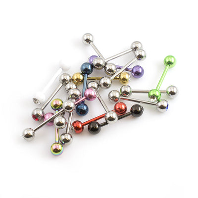Tongue Barbell Package of 20 Barbells with CZ Gems 14g