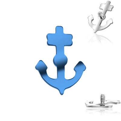 Titanium Ship Anchor Designed 16ga Internally Threaded Dermal Anchor Top