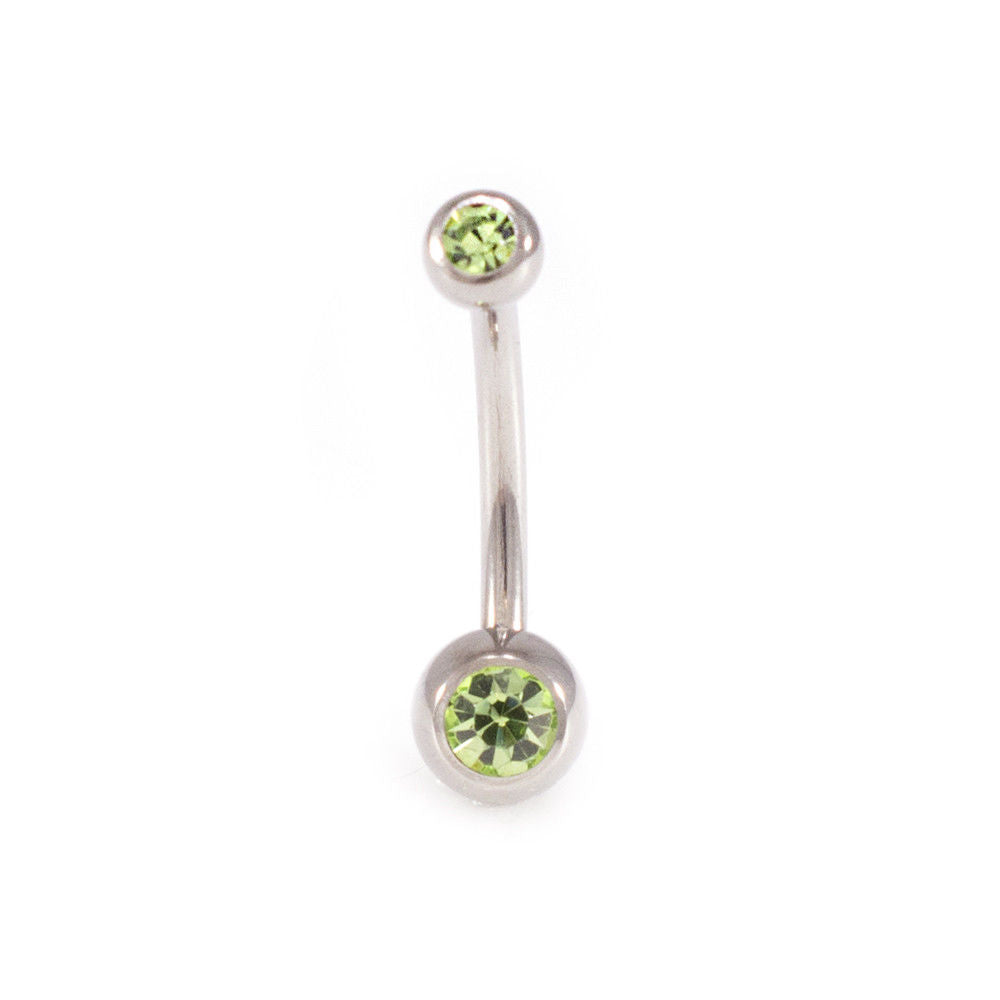 Belly Button ring Package of 5 Navel Ring Solid Titanium with two CZ Jewels 14g