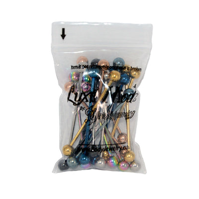 Package of 10 Anodized Titanium 14g Industrial Barbells