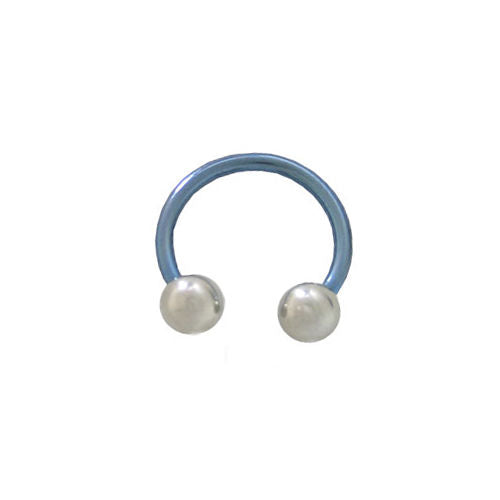 Light Blue 14G Titanium Horse Shoe Ring with Surgical Steel 6MM Balls