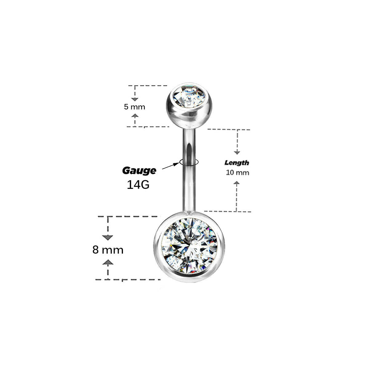 Belly Button Navel Rings Implant Grade Titanium Double Bezel Set Jeweled
