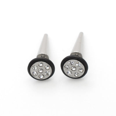 Fake Faux Cheater Illusion Ear Plug Earrings with Multi-Gem Design 16G