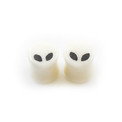 Pair of Ear Plugs made of Organic Horn Bone with Alien Design