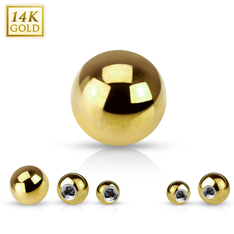 Replacement Ball 14K Solid Yellow Gold 14G 16G For Barbells 3MM 4MM 5MM