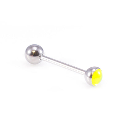Tongue Barbell with  UV Glow Synthetic Opal Design, Tongue ring