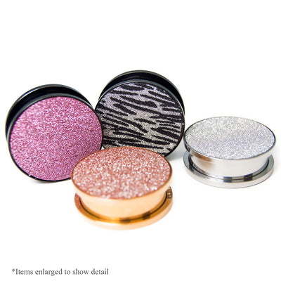 Pair of Ion-Plated Sugar Dust Design Screw-Fit Ear Plugs