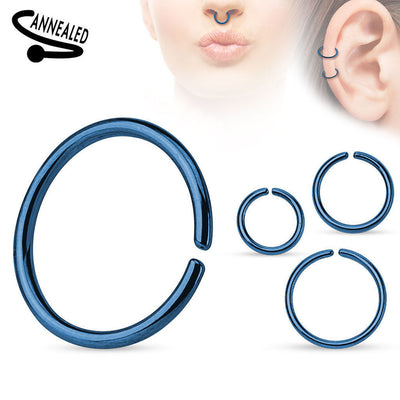 Seamless Piercing  Rings Bendable Anodized Steel Multiple Colors 20G 18G 16G