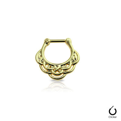 Septum Clicker 16G Tribal Pattern Design Surgical Steel Anodized - Sold Each
