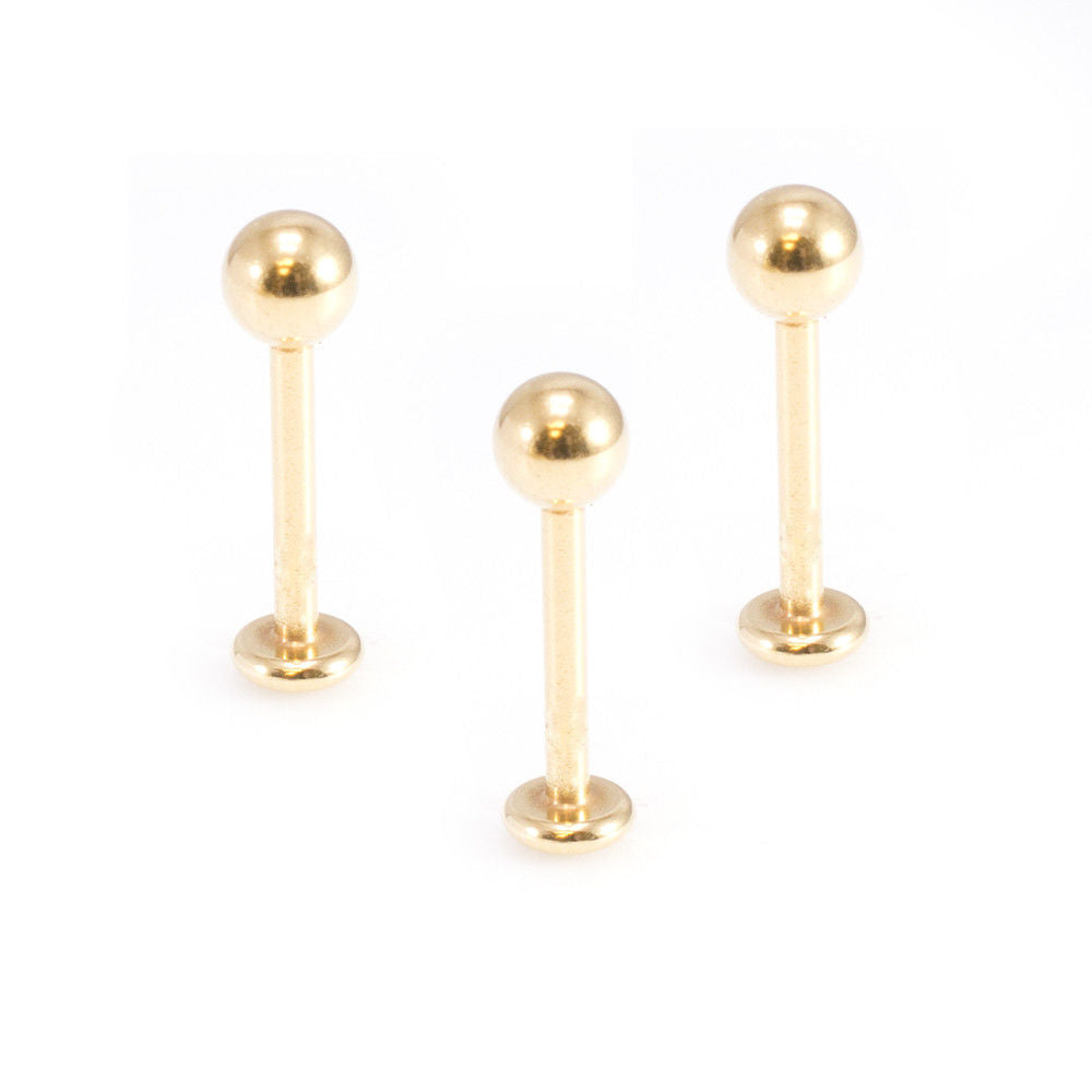 Labret Monroe Stud Jewelry Pack of 3 Surgical Steel 14G Matte Gold IP Coated
