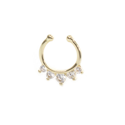 Septum Hanger Jewelry with Prong Setting Cz Gems 8mm Drop Length