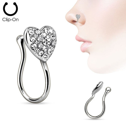 Ion-Plated Silver Nose Clip with Gems