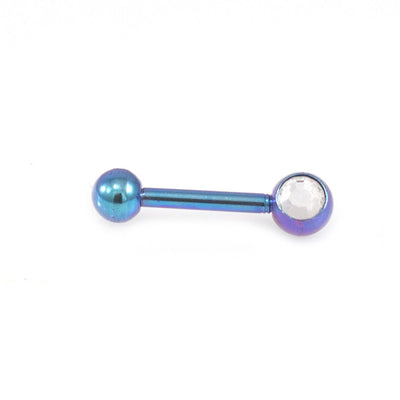 Micro Barbell Titanium with CZ Jewel Cartilage Tragus Earring 16G 6mm Length
