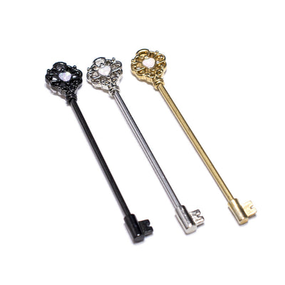 Industrial Piercing Barbell 3pcs Heart Key Design with Opalite