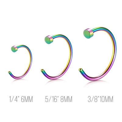 Nose Hoop Ring Stud 3Pcs Multi-Color Nose Piercing 20G 18G