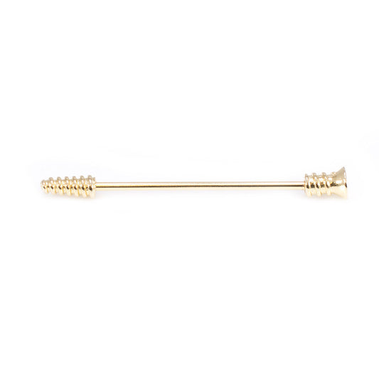 Industrial Barbell Gold IP with Screw Design, 14G Scaffold Earring Jewelry.