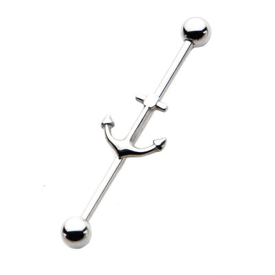 Industrial Piercing Barbell 14G - Vintage Sea Anchor - 316L Surgical Steel