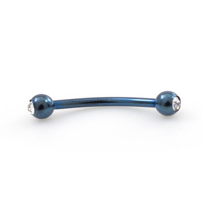 Tongue Barbell Snake Eyes with Cubic Zirconia Stones 16G Anodized Titanuim