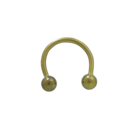 Yellow Titanium 14G Horseshoe Circular Barbell Ring with 5mm Ball Bead Ends