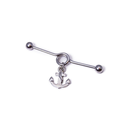 Industrial Piercing Barbell 14G with Dangle Anchor