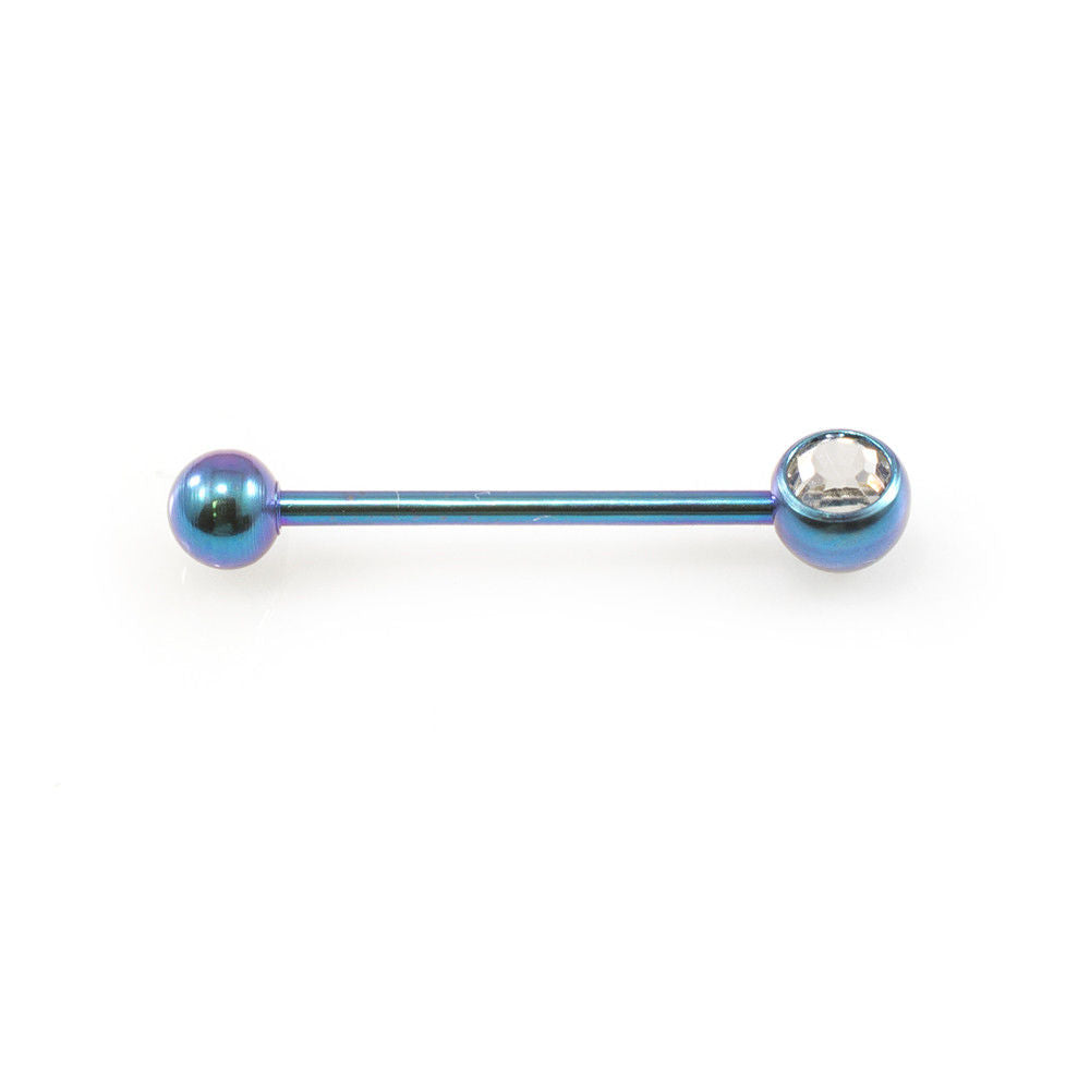 Straight Barbell with CZ Jewel 16 Gauge 10 mm length Perfect fit to eyebrow