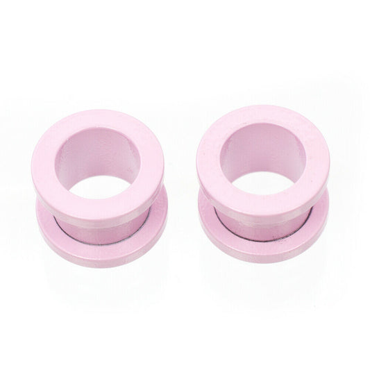 Plugs Matte Pastel Pink Screw Fit with Cubic Zirconias - Sold as a Pair Surgical