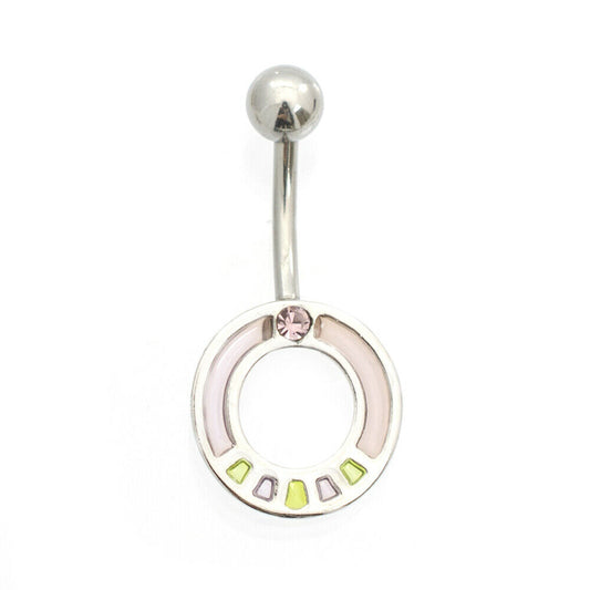 Belly button ring with Round and Cubic Zirconia Design 14g