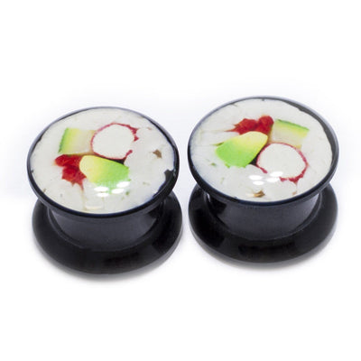 Sushi Design Acrylic Ear Plugs Tunnels Screw Fit - 2 Gauge to 9/16