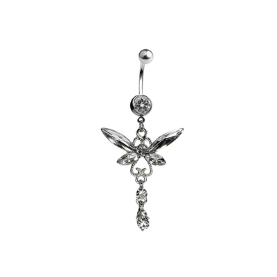 Large CZ Butterfly Dangle Navel Belly Ring Surgical Steel 14g Sold individually