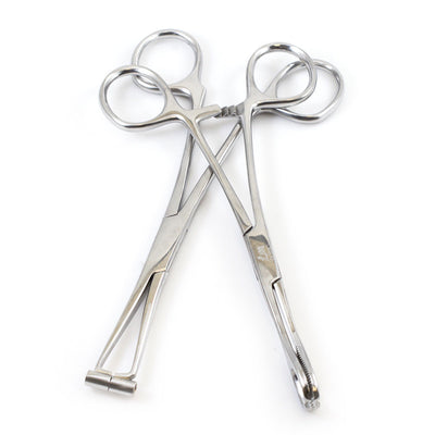 Pack of Two Piercing Forceps One septum forceps and One slotted metal forceps