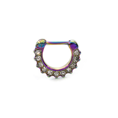 Septum Clicker Ring with multiple Cz Gems 16g Cartilage Septum Tragus Rook