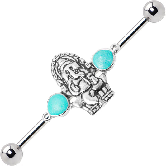 Ganesha Removable Charm 14G Industrial Cartilage Barbell 316L Surgical Steel