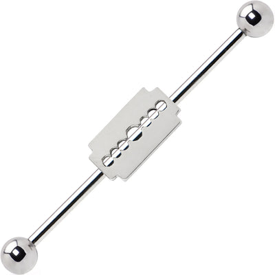 Industrial Cartilage Piercing 14G Barbell with Razor Blade Charm