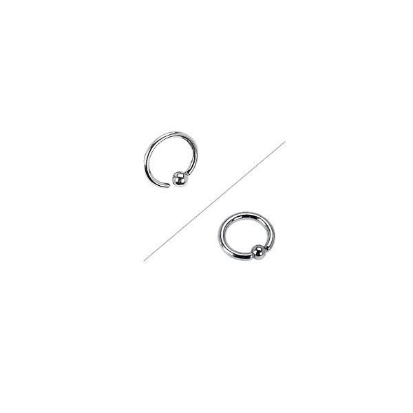 One Side Fixed Ball Circular Ring Captive Bead Ring 18G-14G - 5 Length Available