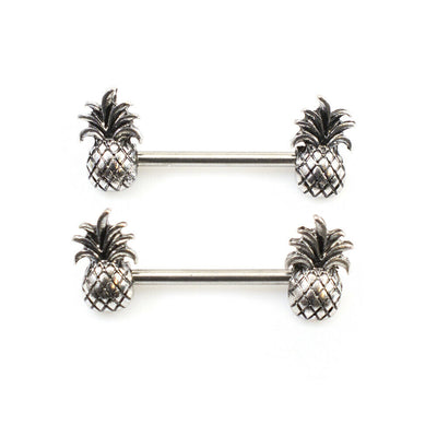 Pair of Nipple Barbell with Pineapple Design 14g