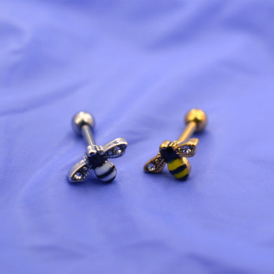Bumble Bee Cartilage Piercing Barbell Helix, Tragus, Cartilage - 16GA 1/4-6mm