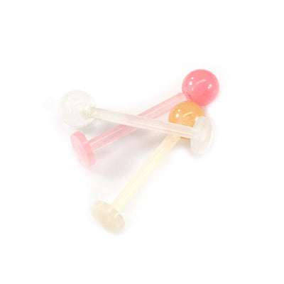 Tongue Ring with Flat bottom Flexi Barbell Glow in the Dark 14G