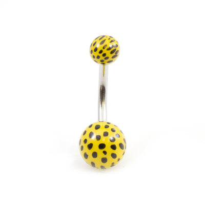 Belly Ring with Yellow and Black Pattern 14g