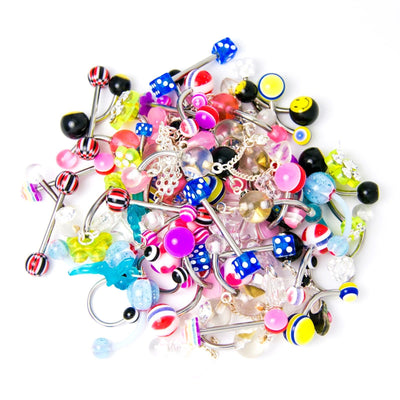 Assorted Body Jewelry - 60-Piece Bundle - Belly, Tongue, Nipple, Eyebrow Included