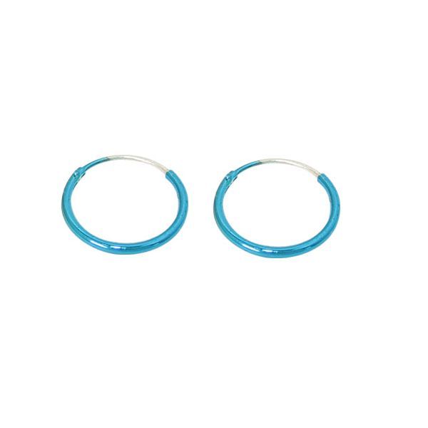 Pair Of Cyan Hoop Earrings for Cartilage, Nose and lips, 12mm 1/2" or 10mm 3/8"