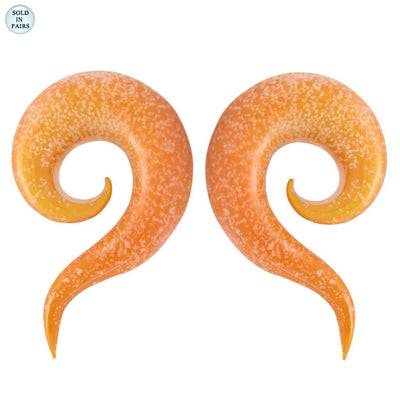 Glow In The Dark Orange Glass Ear Tapers - 8 Gauge to 5/8"