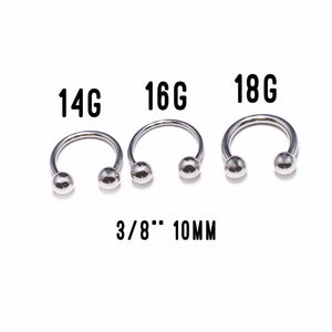 10-Pcs Septum Piercing Kit - Horseshoe Circular, Septum, Needle, Forceps, Gloves