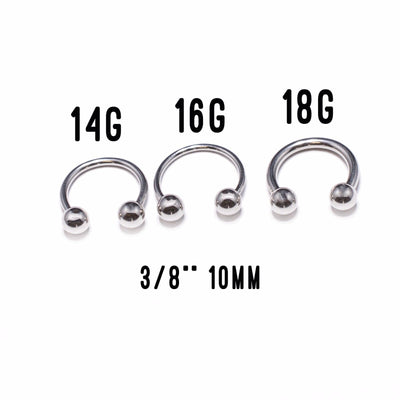 10-Pcs Septum Piercing Kit - Horseshoe Circular, Septum, Needle, Forceps, Gloves