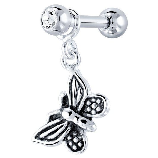 16ga Butterfly Dangle Cartilage Earring - Helix Stud