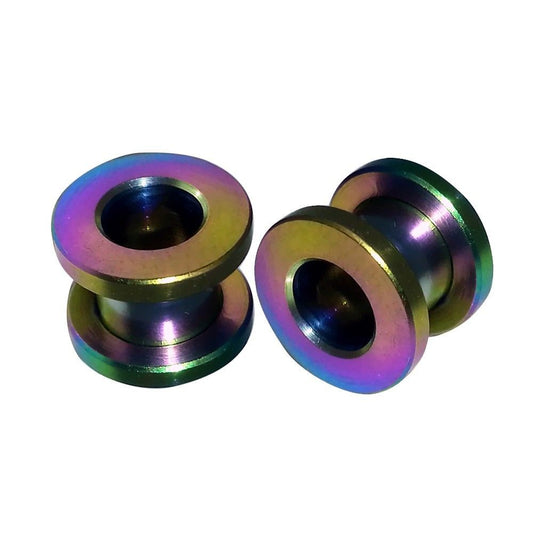 Anodized Titanium Tunnels - 0 gauge - 6mm Wearable Area - Sold as a Pair