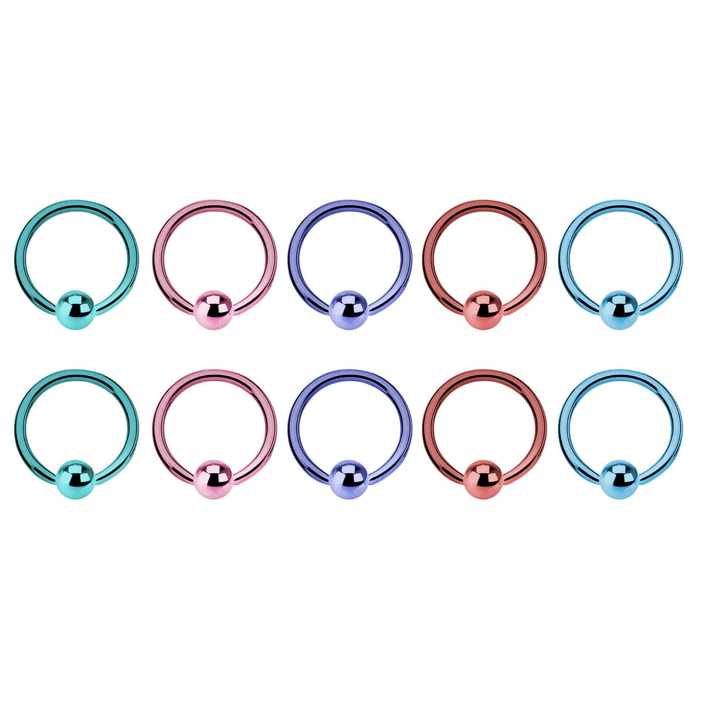 Captive Bead rings Ion plated Surgical steel 14 Gauge 10 Pack
