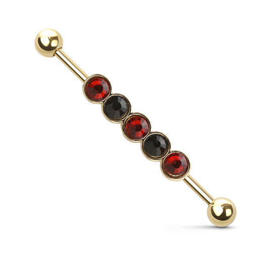 Industrial Barbell 14G 38mm Multi Color jewels